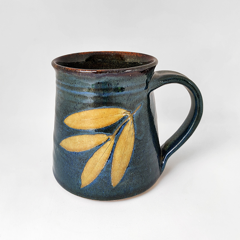Hunter Green Ceramic Coffee Travel mug, Woodland moss glaze, black lid  pottery by BlueRoomPottery